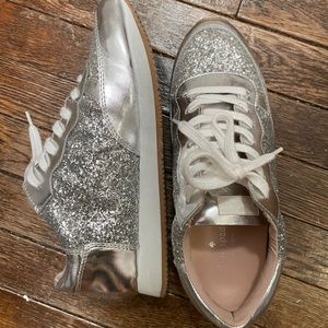 Kate Spade 7.5M Felicia Silver Glitter Sneaker